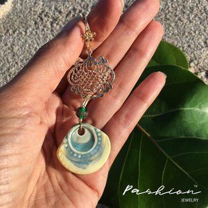 Statement Ceramic Handmade Earrings in gold tone a